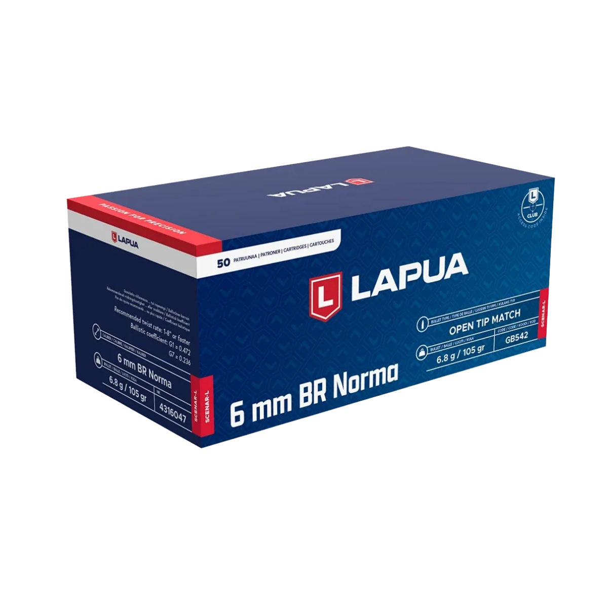 Lapua 6mm BR Scenar-L 105gr 50-pack