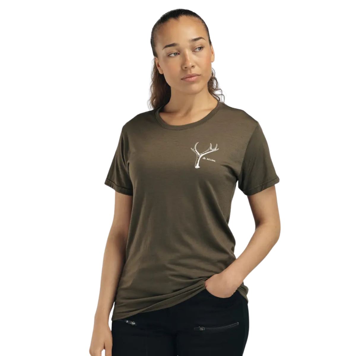 Aclima LightWool 140 Classic Tee Antler Tarmac Dam