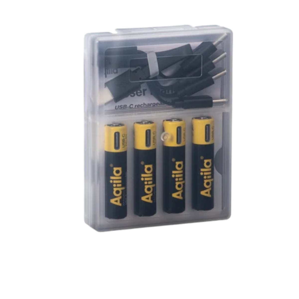 Aqiila USB-C Rechargeable Battery, AAA, 600 mAh, 4-pack