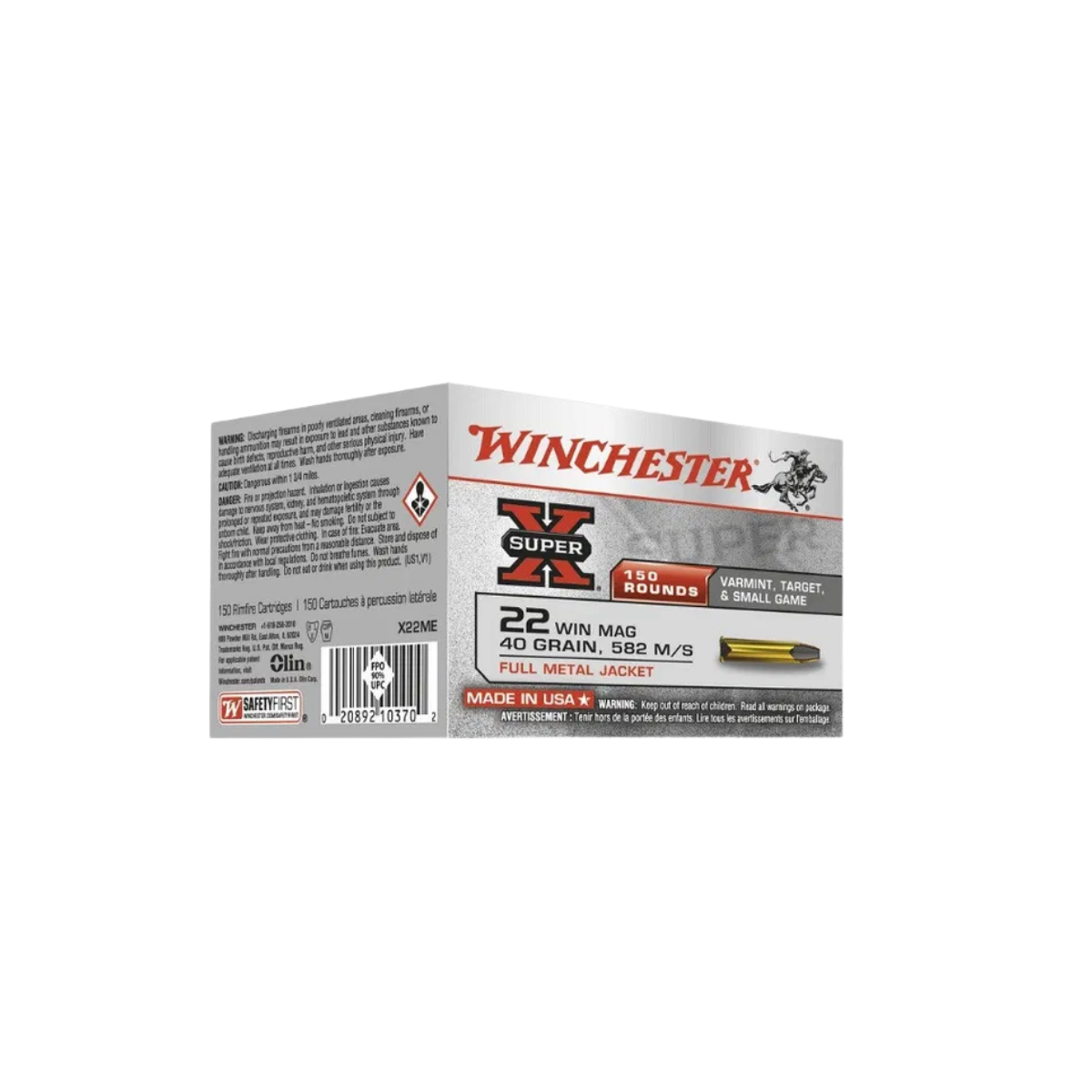 Winchester 22mag Super-X FMJ 150st