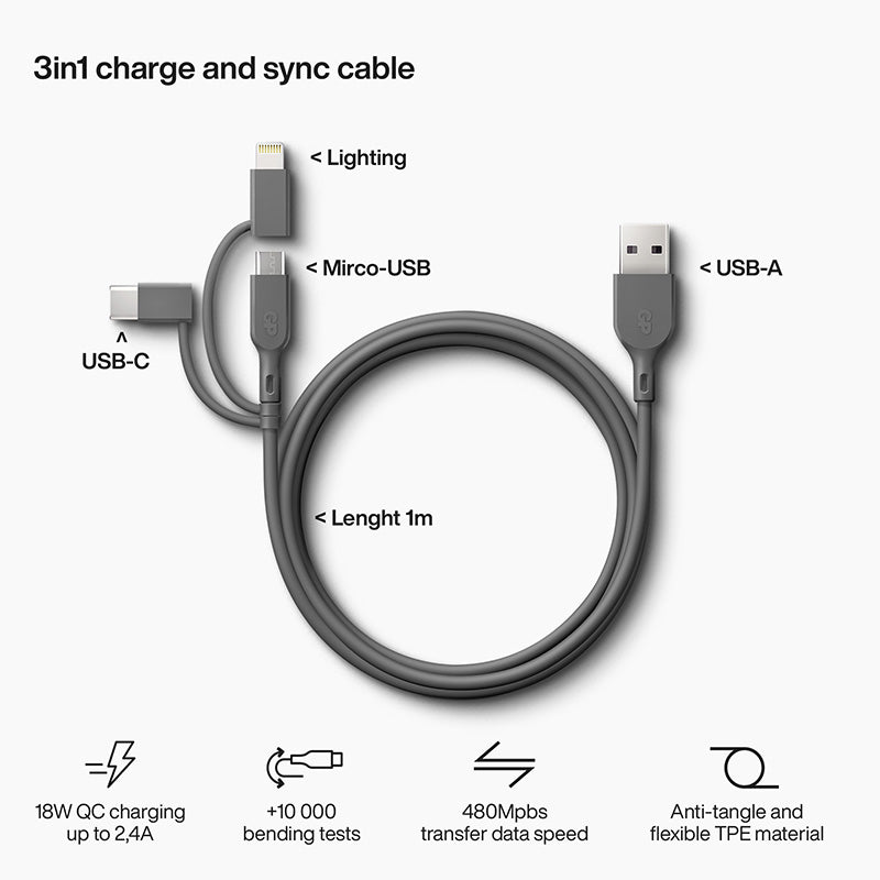 GP USB Cable 3-in-one 1m