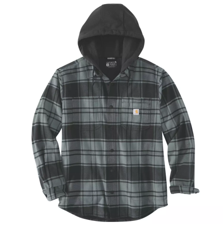 Carhartt Flannel Fleece Lined Hooded Shirt Jacket Elm 
