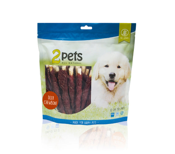 2Pets Tuggpinne med Hjort 12cm 30-pack 400g
