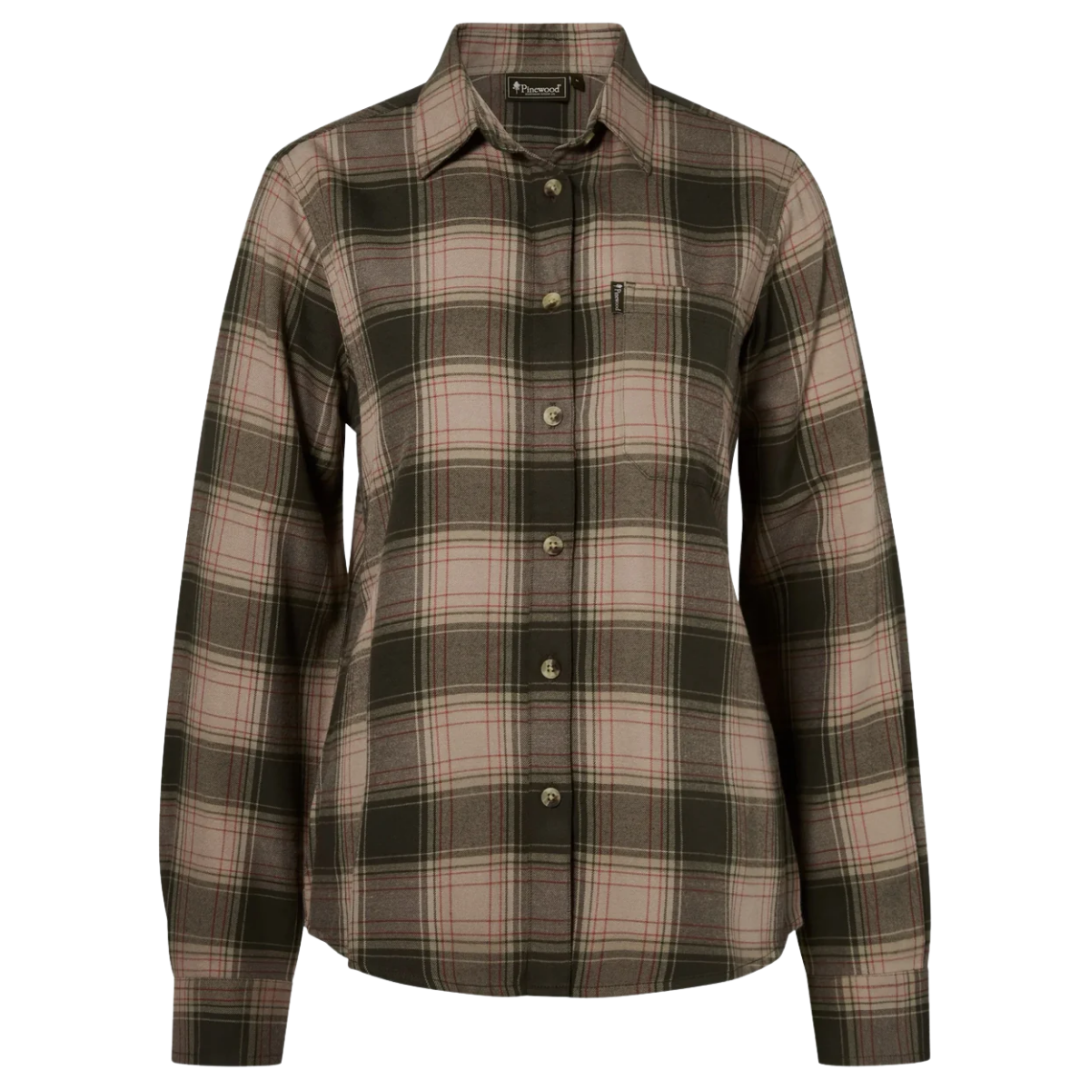 Pinewood Finnveden Forest Flannel Shirt Dam Olive/D.Green