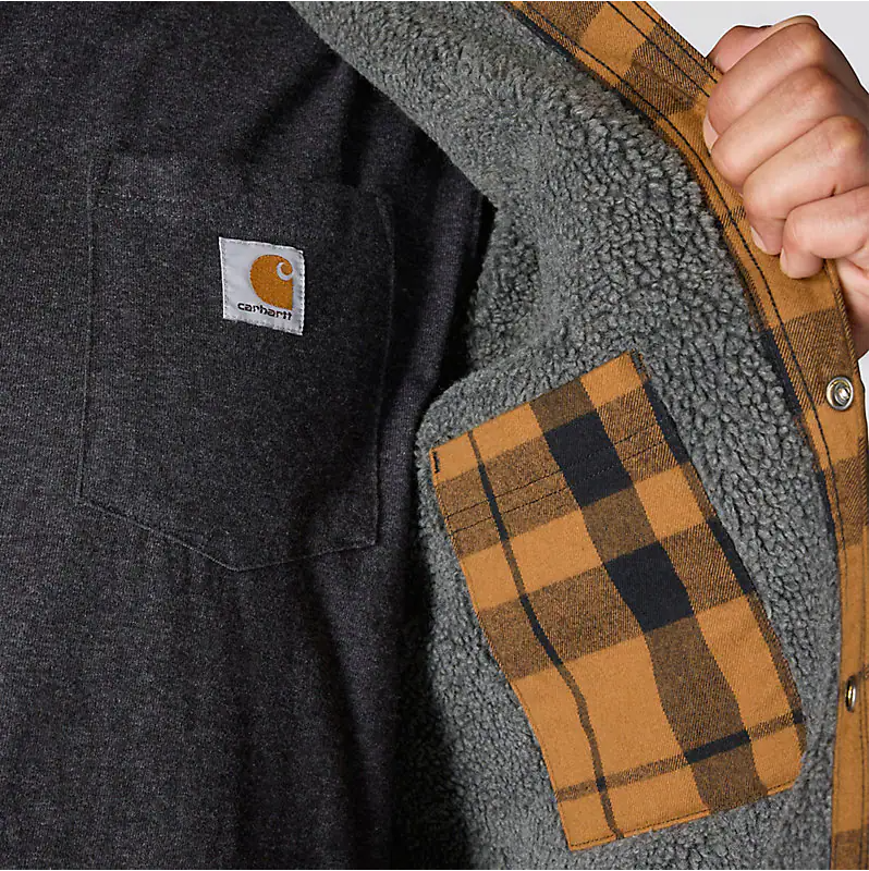 Carhartt Flannel Sherpa Lined Shirt Jacket Brun